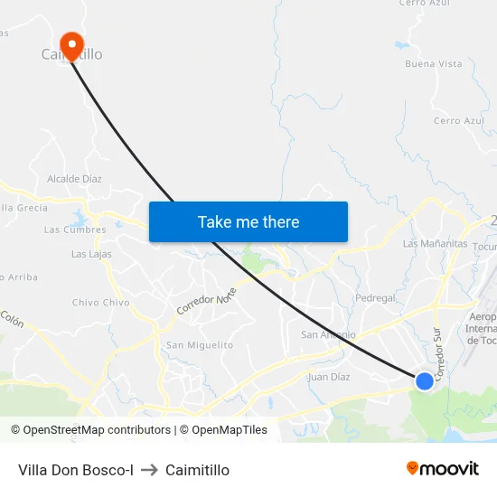 Villa Don Bosco-I to Caimitillo map