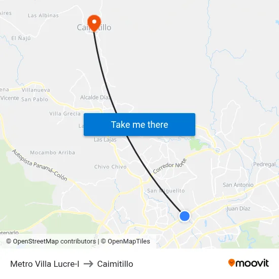 Metro Villa Lucre-I to Caimitillo map