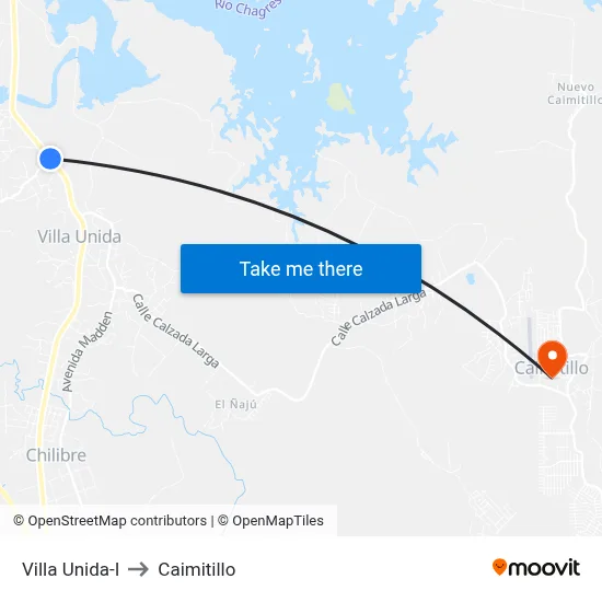 Villa Unida-I to Caimitillo map