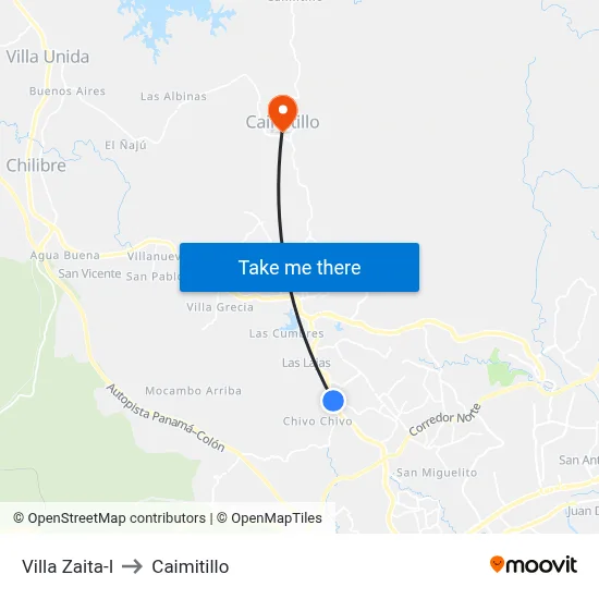 Villa Zaita-I to Caimitillo map