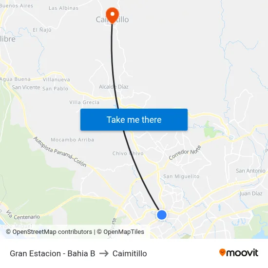 Gran Estacion - Bahia B to Caimitillo map