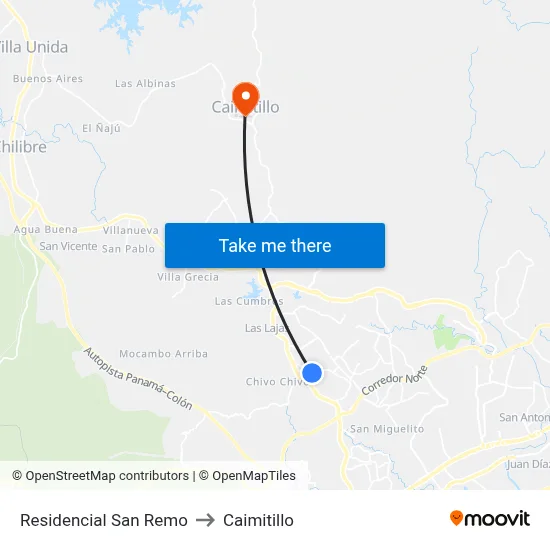 Residencial San Remo to Caimitillo map