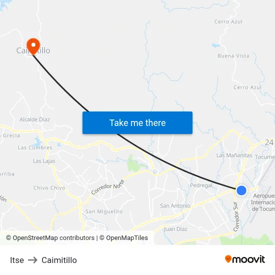 Itse to Caimitillo map