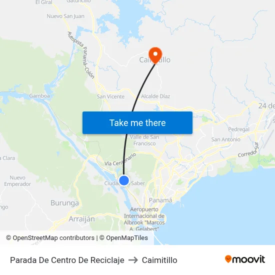 Parada De Centro De Reciclaje to Caimitillo map