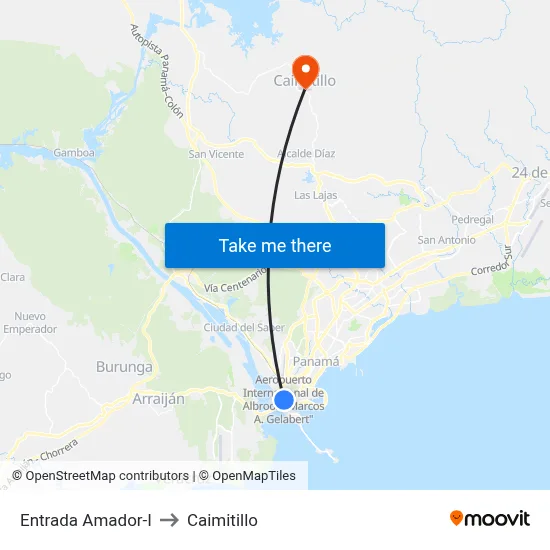 Entrada Amador-I to Caimitillo map