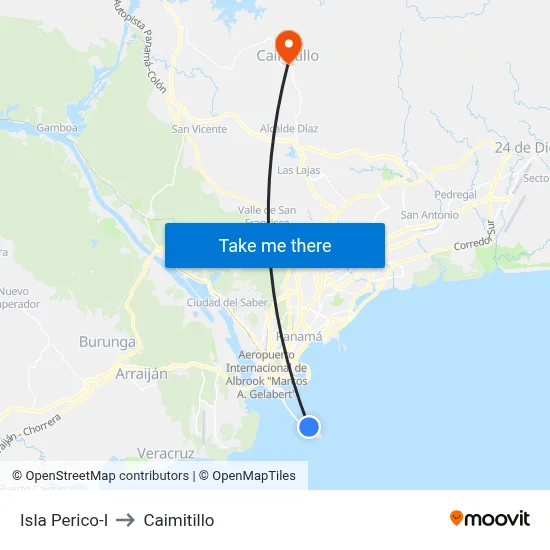 Isla Perico-I to Caimitillo map