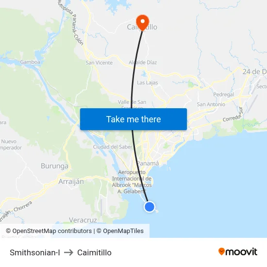 Smithsonian-I to Caimitillo map