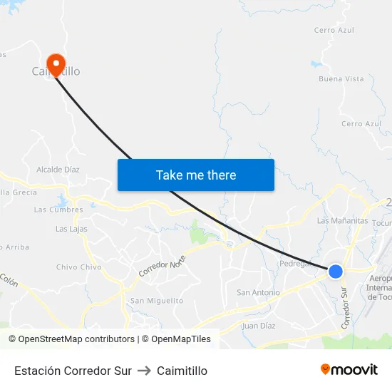 Estación Corredor Sur to Caimitillo map