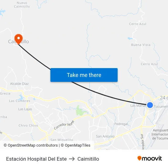 Estación Hospital Del Este to Caimitillo map
