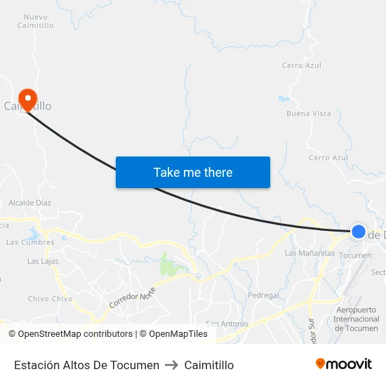 Estación Altos De Tocumen to Caimitillo map