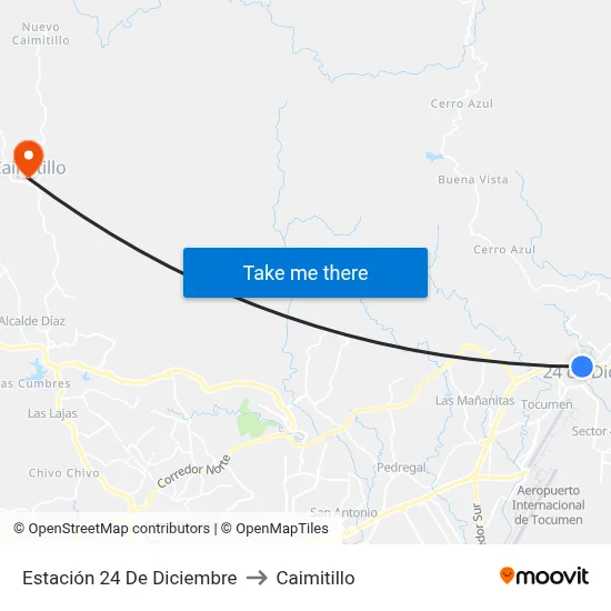 Estación 24 De Diciembre to Caimitillo map