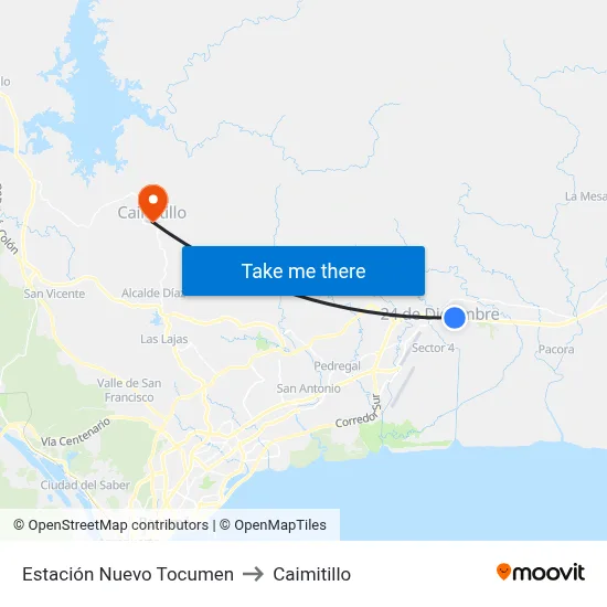 Estación Nuevo Tocumen to Caimitillo map