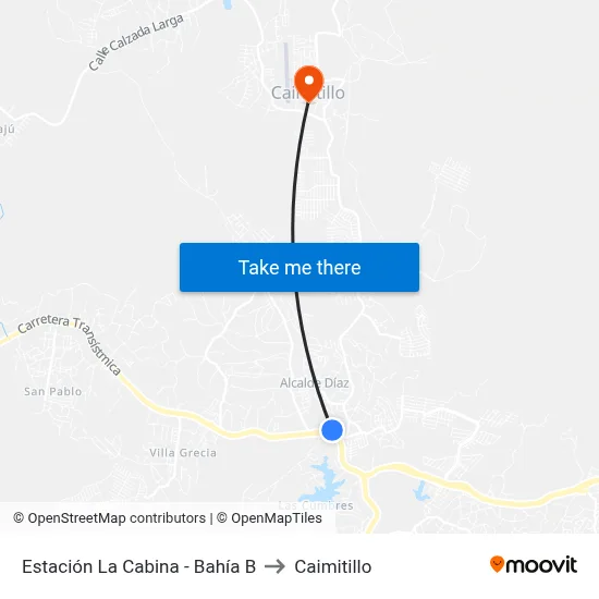 Estación La Cabina - Bahía B to Caimitillo map