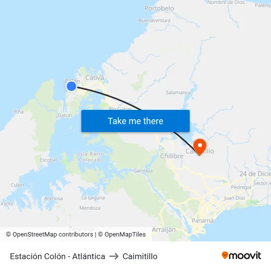Estación Colón - Atlántica to Caimitillo map