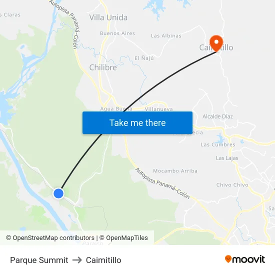 Parque Summit to Caimitillo map