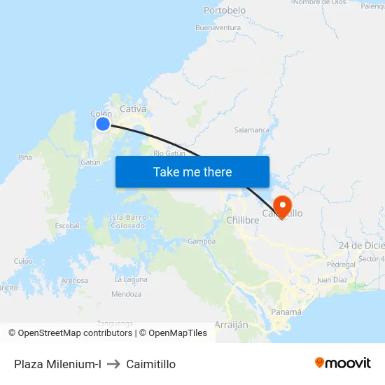Plaza Milenium-I to Caimitillo map