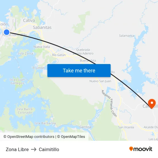 Zona Libre to Caimitillo map