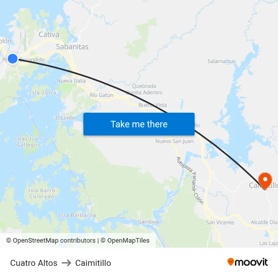 Cuatro Altos to Caimitillo map