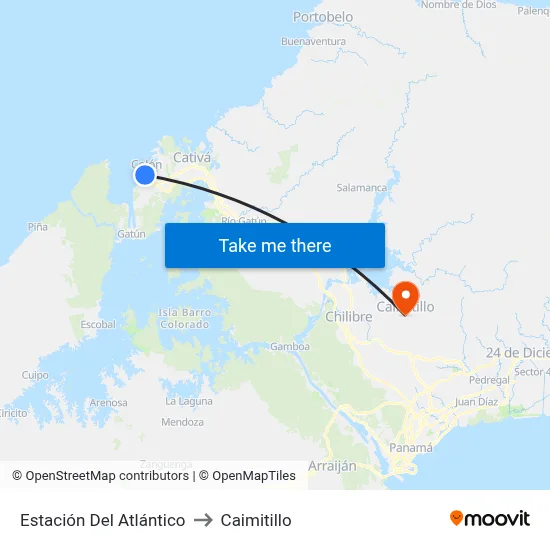 Estación Del Atlántico to Caimitillo map