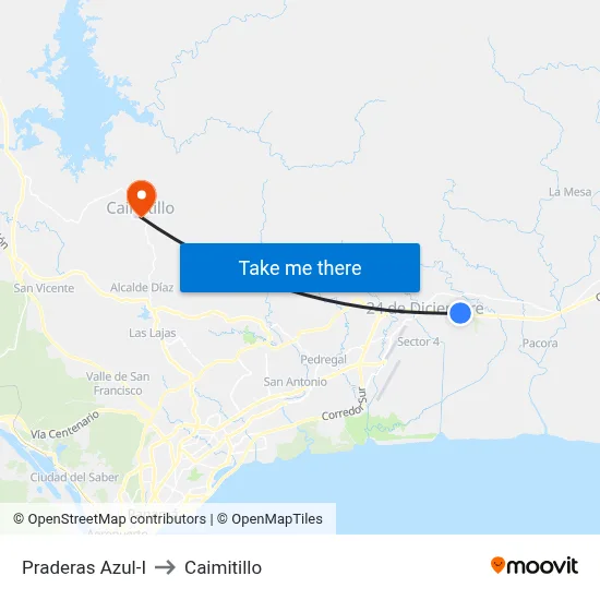 Praderas Azul-I to Caimitillo map