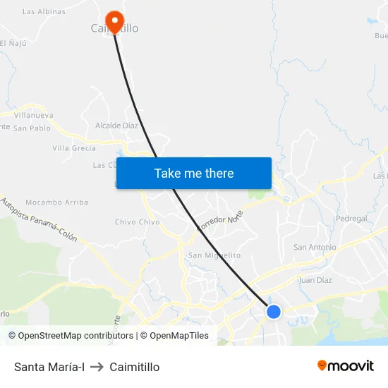 Santa María-I to Caimitillo map
