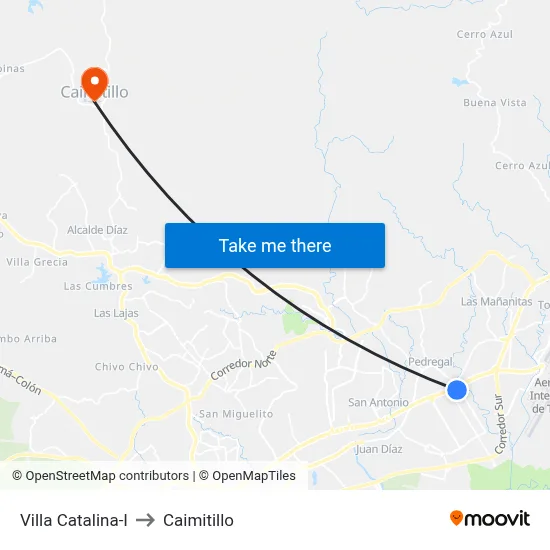 Villa Catalina-I to Caimitillo map
