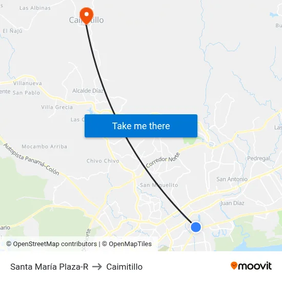 Santa María Plaza-R to Caimitillo map