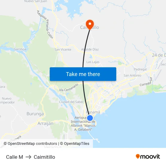 Calle M to Caimitillo map