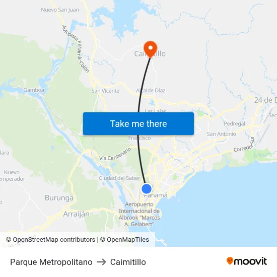 Parque Metropolitano to Caimitillo map