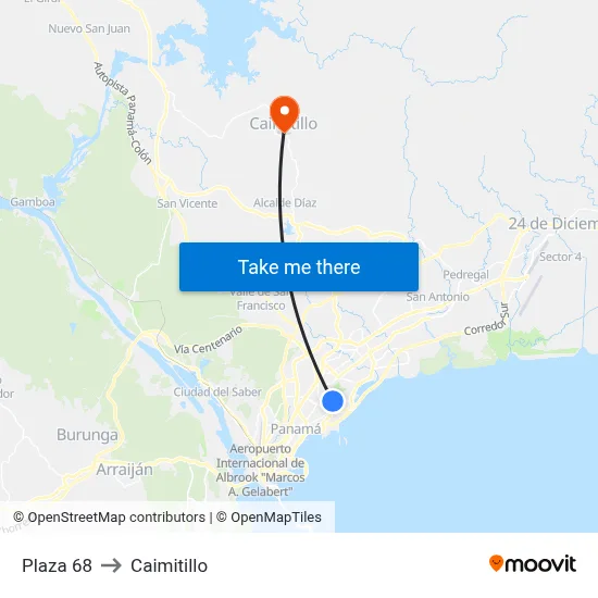Plaza 68 to Caimitillo map