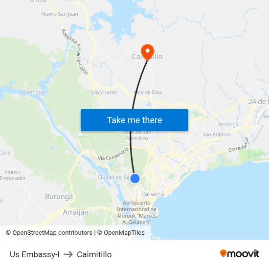 Us Embassy-I to Caimitillo map