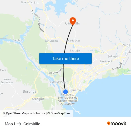 Mop-I to Caimitillo map