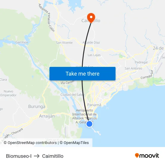 Biomuseo-I to Caimitillo map