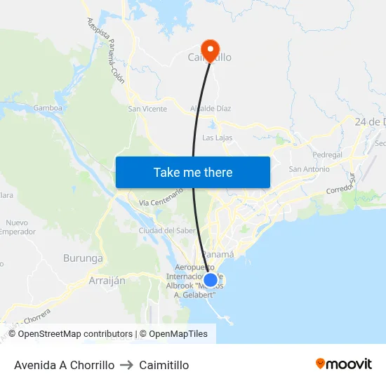 Avenida A Chorrillo to Caimitillo map