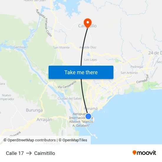 Calle 17 to Caimitillo map