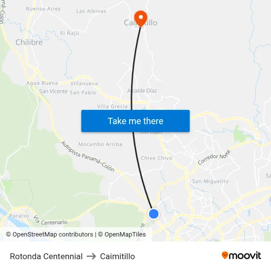 Rotonda Centennial to Caimitillo map