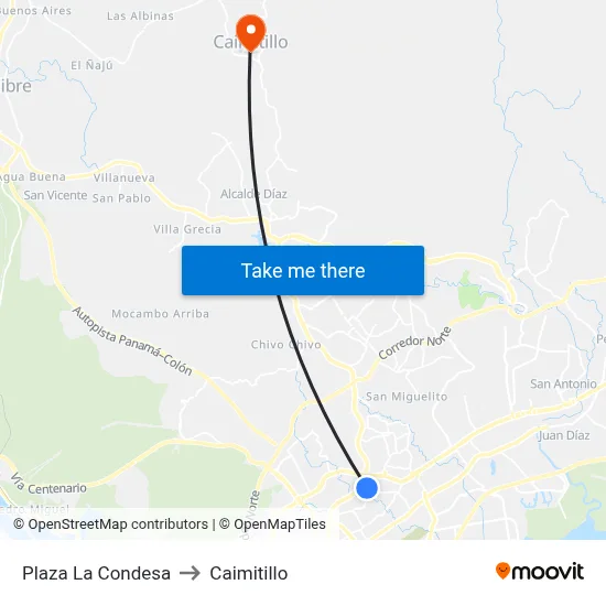 Plaza La Condesa to Caimitillo map