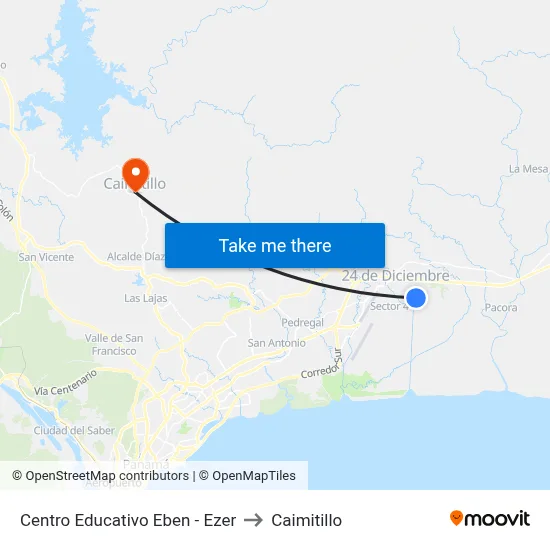 Centro Educativo Eben - Ezer to Caimitillo map