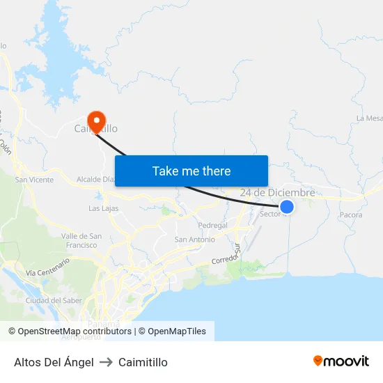 Altos Del Ángel to Caimitillo map