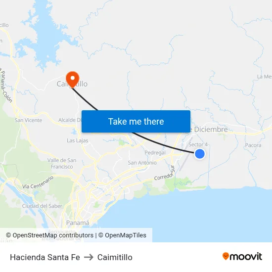 Hacienda Santa Fe to Caimitillo map
