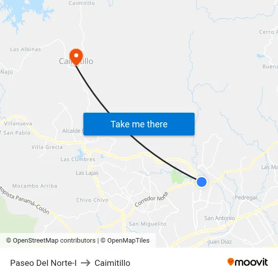 Paseo Del Norte-I to Caimitillo map