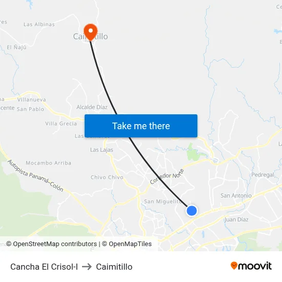 Cancha El Crisol-I to Caimitillo map