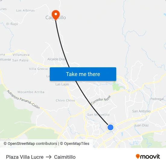 Plaza Villa Lucre to Caimitillo map