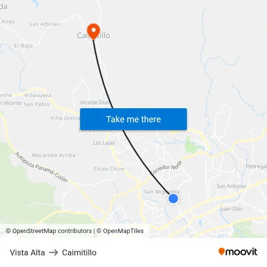 Vista Alta to Caimitillo map