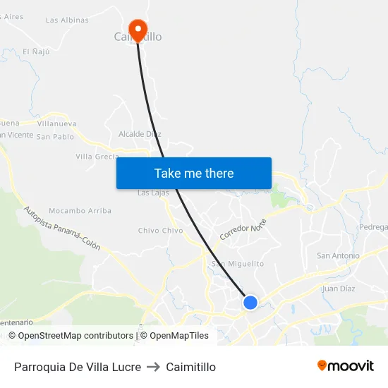 Parroquia De Villa Lucre to Caimitillo map