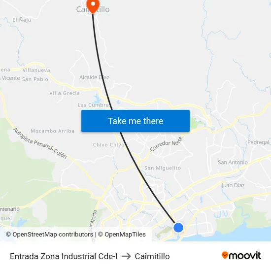 Entrada Zona Industrial Cde-I to Caimitillo map