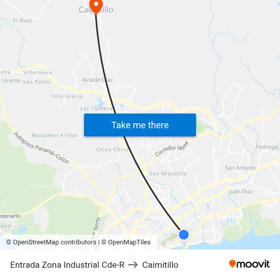 Entrada Zona Industrial Cde-R to Caimitillo map