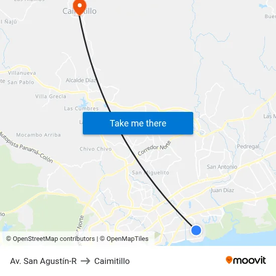 Av. San Agustín-R to Caimitillo map