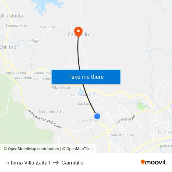 Interna Villa Zaita-I to Caimitillo map