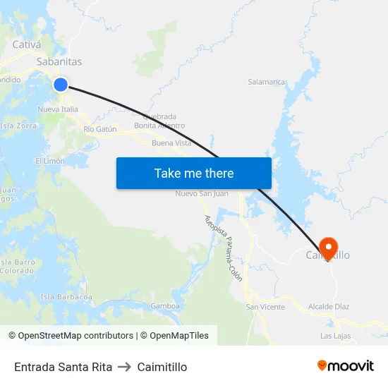 Entrada Santa Rita to Caimitillo map